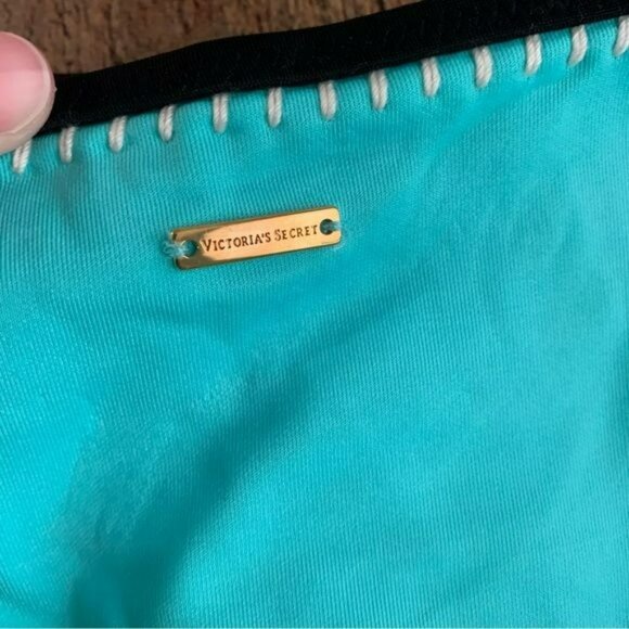 Victoria secret womens crochet boho bikini bottom in teal and tan -S - Picture 7 of 8